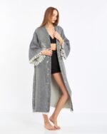 Jakarlı Fil Chakra Gri Kimono