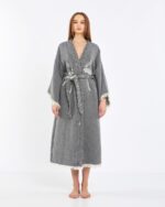 Jakarlı Fil Chakra Gri Kimono