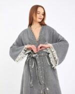 Jakarlı Fil Chakra Gri Kimono