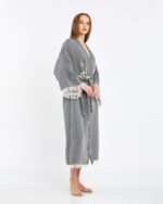 Jakarlı Fil Chakra Gri Kimono