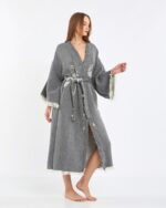 Jakarlı Fil Chakra Gri Kimono