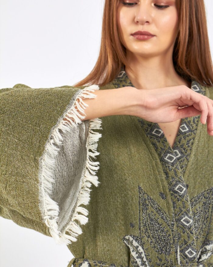 Jakarlı Fil Chakra Haki Kimono Jakarlı Fil Chakra Haki Kimono