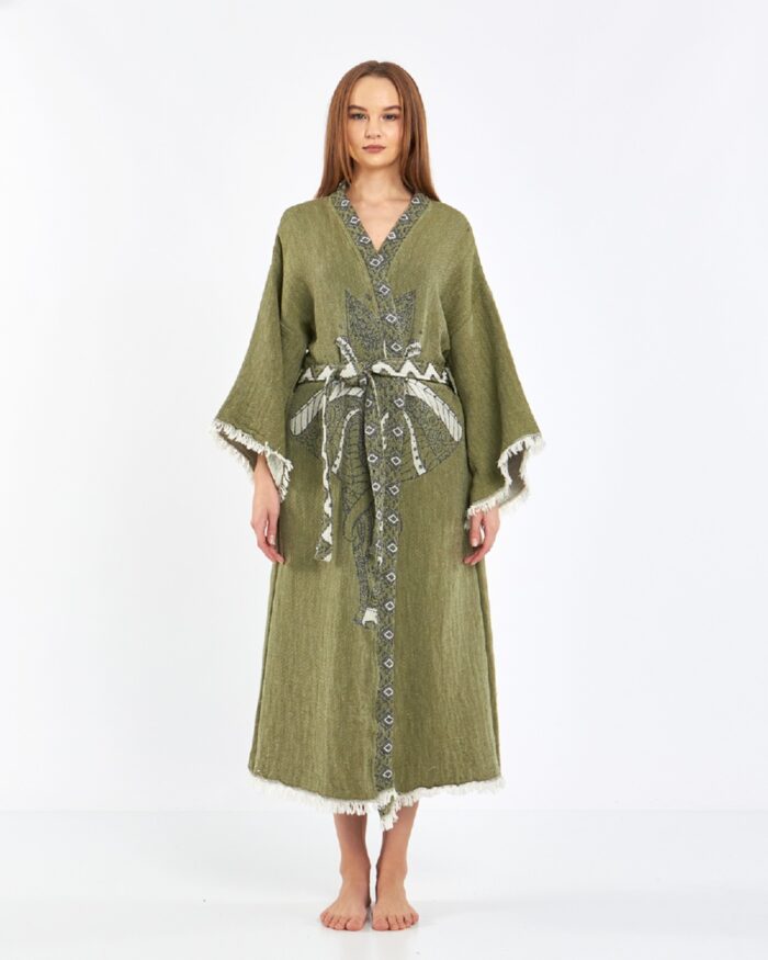 Jakarlı Fil Chakra Haki Kimono Jakarlı Fil Chakra Haki Kimono
