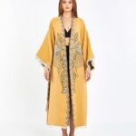 Jacquard Elephant Chakra Mustard Yellow Kimono