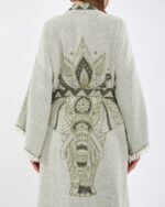 Jacquard Elephant Chakra Water Green Kimono