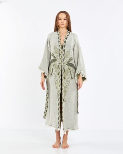 Jakarlı Fil Chakra Su Yeşili Kimono