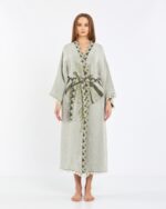 Jacquard Elephant Chakra Water Green Kimono