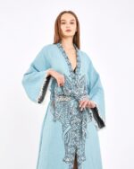 كيمونو جاكارد الفيل شقرا الفيروزي