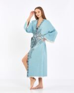 كيمونو جاكارد الفيل شقرا الفيروزي