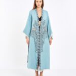 Jacquard Elephant Chakra Turquoise Kimono