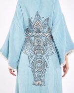 كيمونو جاكارد الفيل شقرا الفيروزي