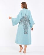 كيمونو جاكارد الفيل شقرا الفيروزي