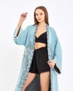 كيمونو جاكارد الفيل شقرا الفيروزي