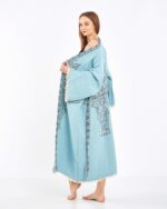 كيمونو جاكارد الفيل شقرا الفيروزي