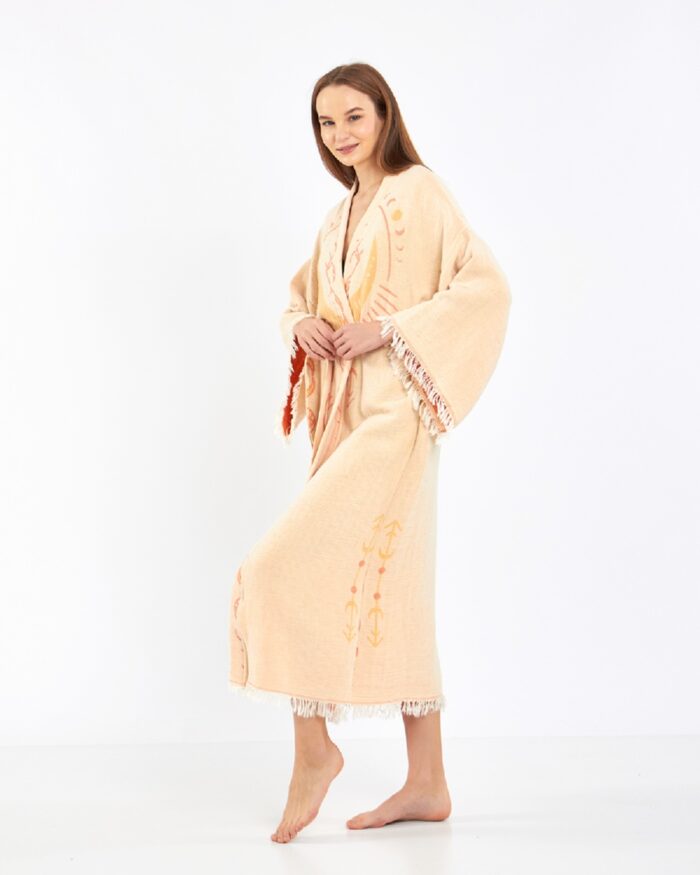 Jakarlı Moon Eye Kavuniçi Kimono Jakarlı Moon Eye Kavuniçi Kimono