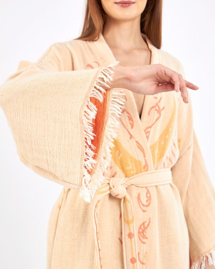 Jakarlı Moon Eye Kavuniçi Kimono Jakarlı Moon Eye Kavuniçi Kimono