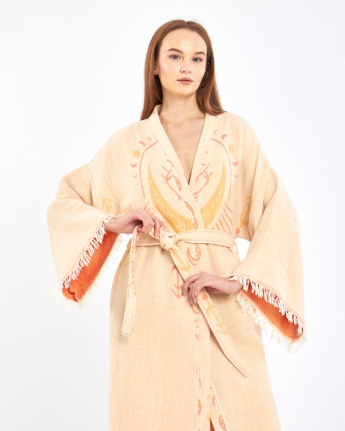 Jakarlı Moon Eye Kavuniçi Kimono Jakarlı Moon Eye Kavuniçi Kimono