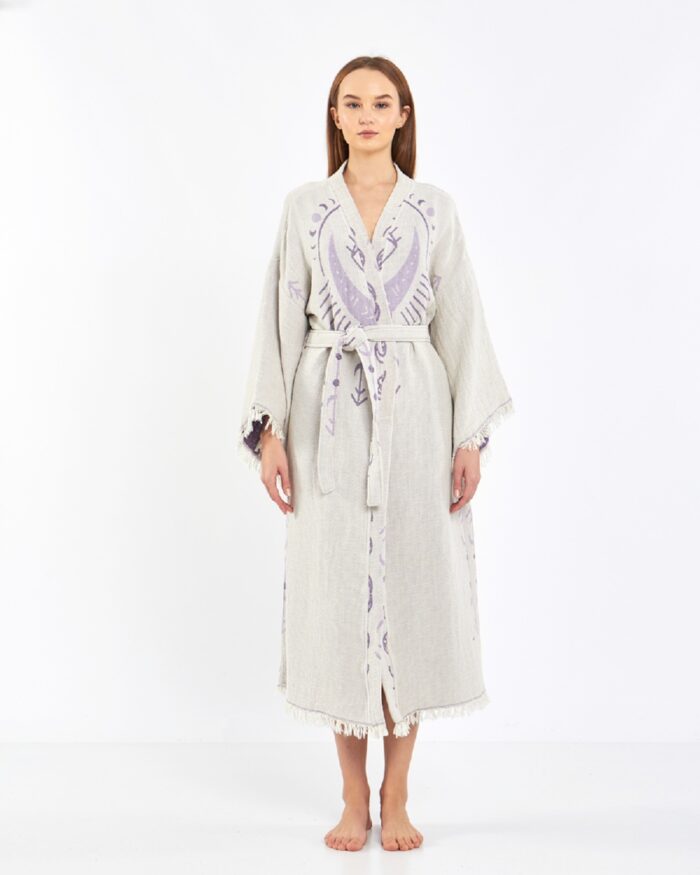 Jakarlı Moon Eye Lila Kimono