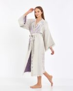 Jakarlı Moon Eye Lila Kimono