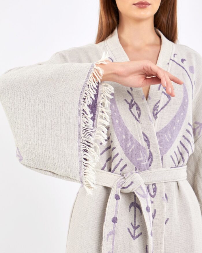 Jakarlı Moon Eye Lila Kimono