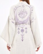 Jakarlı Moon Eye Lila Kimono