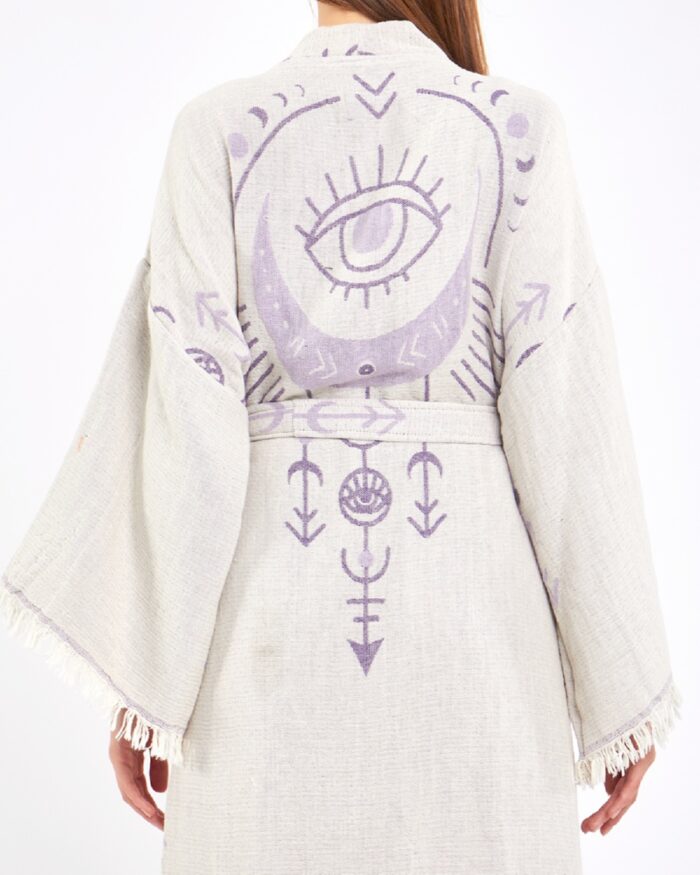Jakarlı Moon Eye Lila Kimono
