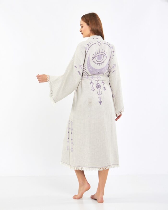 Jakarlı Moon Eye Lila Kimono