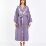 Jakarlı Moon Eye Mor Kimono