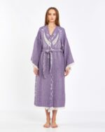 Jakarlı Moon Eye Mor Kimono