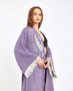 Jakarlı Moon Eye Mor Kimono