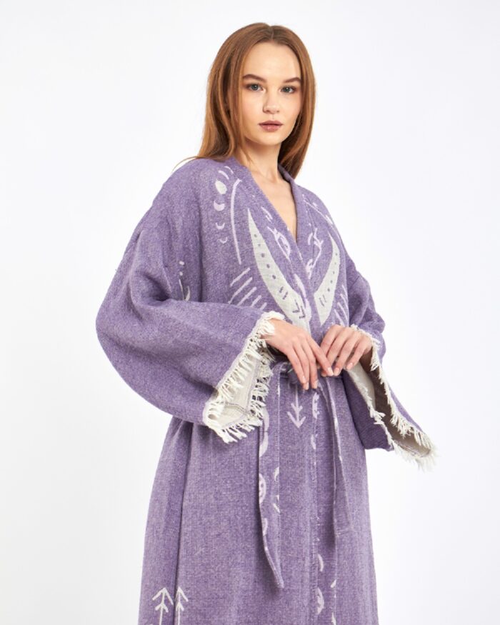 Jakarlı Moon Eye Mor Kimono Jakarlı Moon Eye Mor Kimono