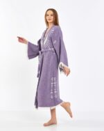 Jakarlı Moon Eye Mor Kimono