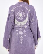 Jakarlı Moon Eye Mor Kimono