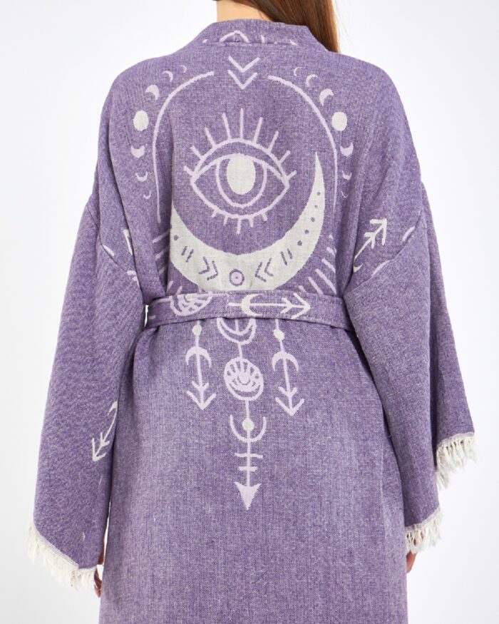 Jakarlı Moon Eye Mor Kimono Jakarlı Moon Eye Mor Kimono