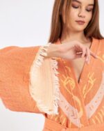 Jakarlı Moon Eye Turuncu Kimono