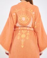 Jakarlı Moon Eye Turuncu Kimono