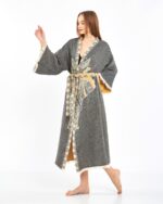 Jacquard Yellow Elephant Chakra Anthracite Kimono