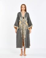 Jacquard Yellow Elephant Chakra Anthracite Kimono