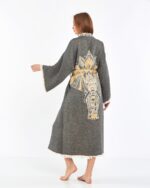 Jacquard Yellow Elephant Chakra Anthracite Kimono