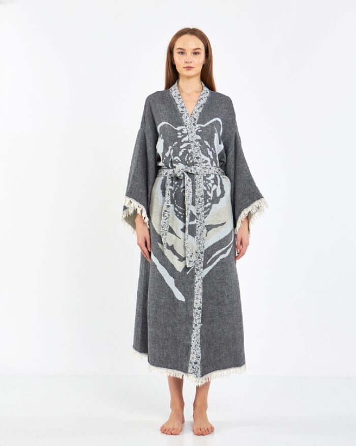 Jakarlı Tiger Antrasit Kimono Jakarlı Tiger Antrasit Kimono