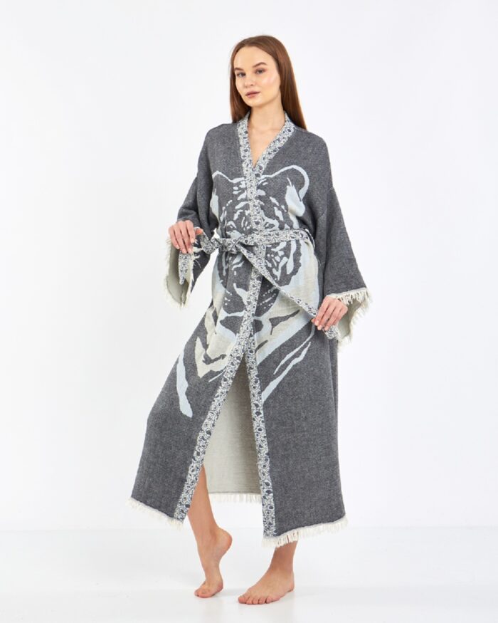 Jakarlı Tiger Antrasit Kimono Jakarlı Tiger Antrasit Kimono
