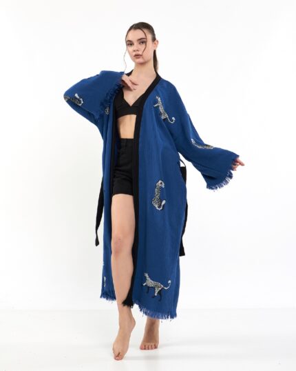 Leopard Blue Kimono