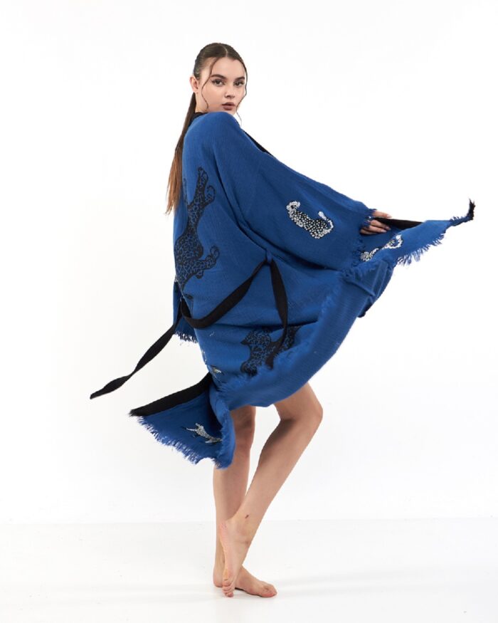 Leopard Blue Kimono Leopard Blue Kimono