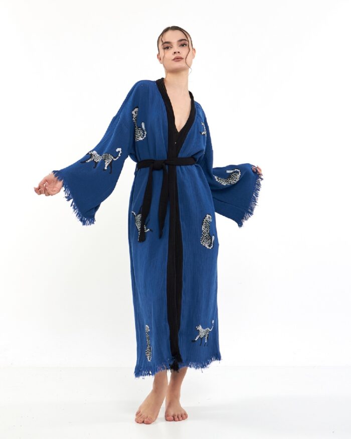 Leopard Blue Kimono Leopard Blue Kimono