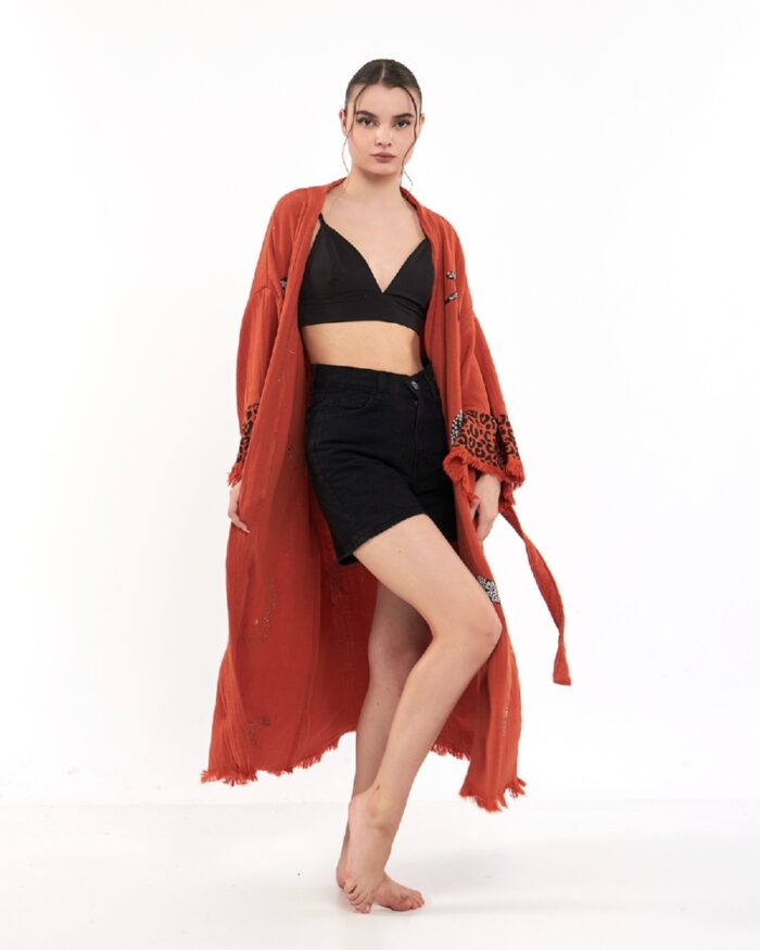 Leopard Kiremit Kimono Leopard Kiremit Kimono