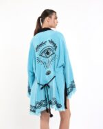 Lotus Eye Blue Short Kimono
