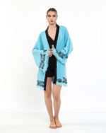 Lotus Eye Blue Short Kimono