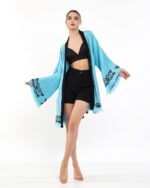 Lotus Eye Blue Short Kimono