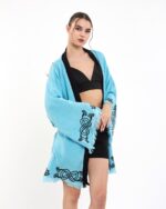 Lotus Eye Blue Short Kimono
