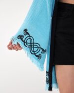 Lotus Eye Blue Short Kimono